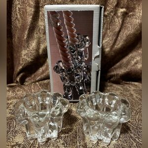 NIB: Elegance; Crystal Candle Holders